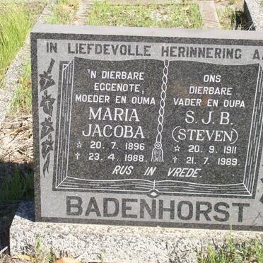 BADENHORST Steven J.B.1911-1989 &amp; Maria Jacoba 1896-1988