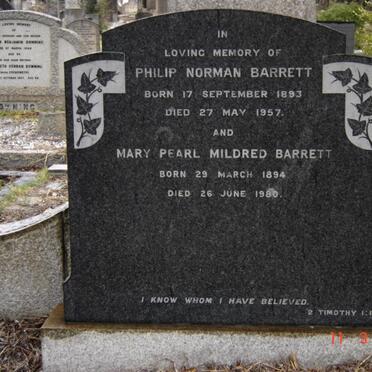 BARRETT Philip Norman 1893-1957 &amp; Mary Pearl Mildred 1894-1980