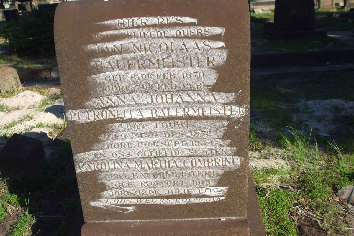 BAUERMEISTER Jan Nicolaas 1870-1959  &amp; Anna Johanna Petronella LOUW 1872-1934