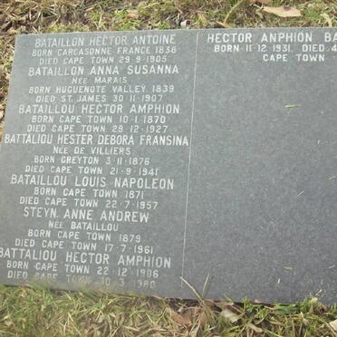 BATAILLON Hector Antoine 1838-1905 &amp; Anna Susanna MARAIS 1839-1907 -