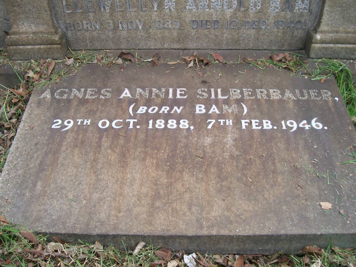 BAM Llewellyn Arnold 1889-1940 :: SILBERBAUER Agnes Annie nee BAM 1888-1946