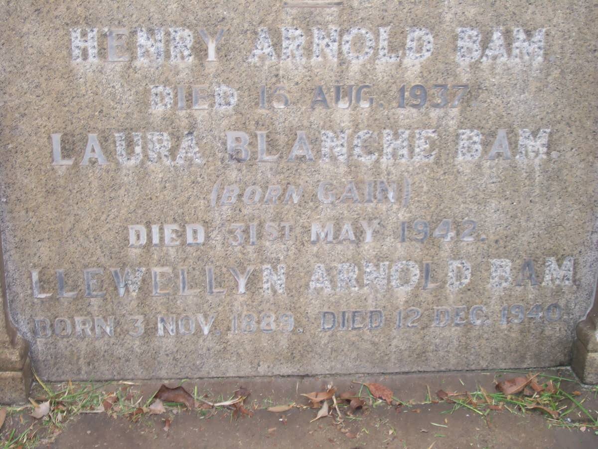 BAM Henry Arnold -1937 :: BAM Laura Blanche nee GAIN -1942 :: BAM Llewellyn Arnold -1940