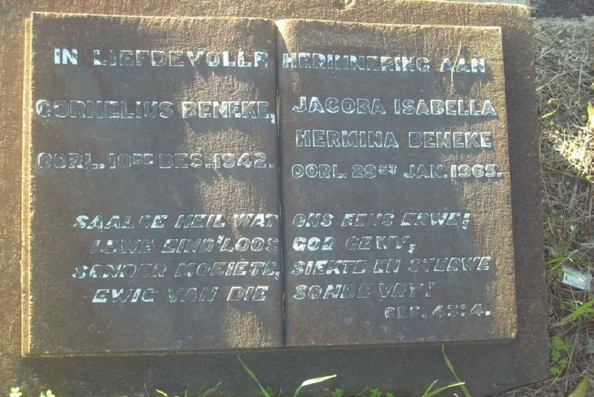 BENEKE Cornelius -1942 &amp; Jacoba Isabella Hermina -1965