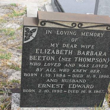 BEETON Ernest Edward 1892-1967 &amp; Elizabeth Barbara THOMPSON 1894-1966