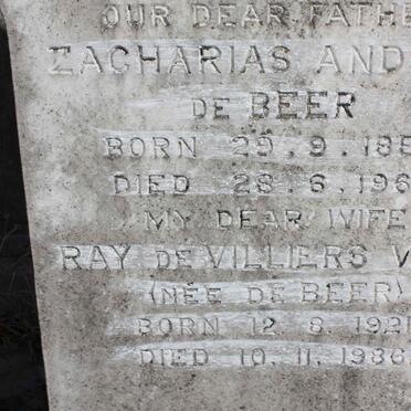 BEER Zacharias Andrias, de 1888-1960 :: VOGT Ray De Villiers nee DE BEER 1921-1986