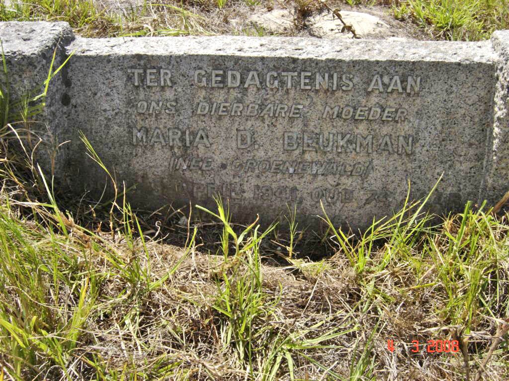 BEUKMAN Maria D. nee GROENEWALD -1941