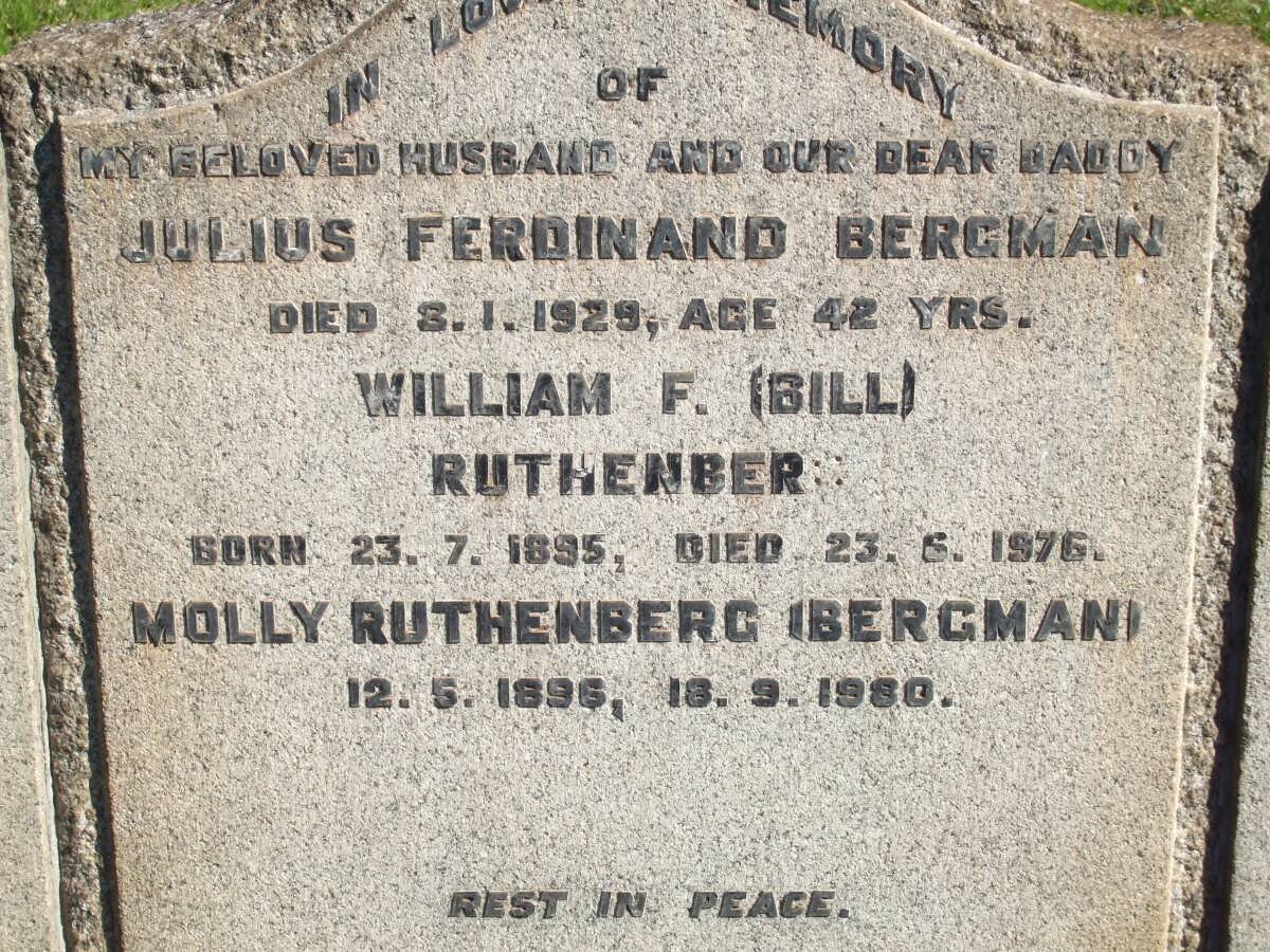 RUTHENBERG William F. 1895-1976 &amp; Molly BERGMAN 1896-1980