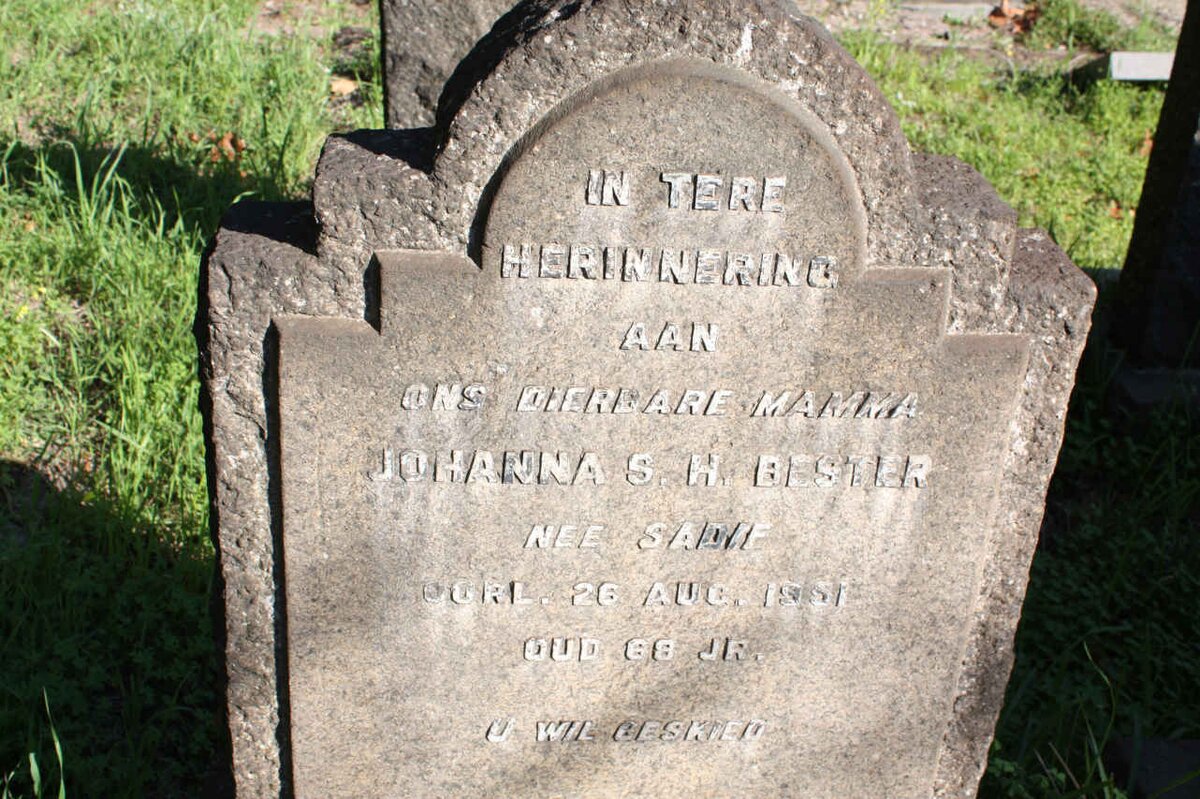 BESTER Johanna S.H. nee SADIE -1951
