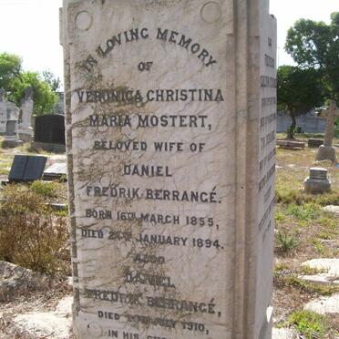 BERRANGé Daniel Frederik -1910 &amp; Veronica Christina Maria nee MOSTERT 1855-1894