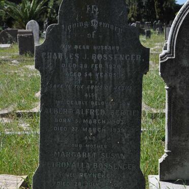 BOSSENGER Charles J. -1920 &amp; Margaret Susan Petronella REYNEKE -1940 :: BOSSENGER Albert Alfred 1903-1939