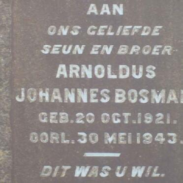 BOSMAN Arnoldus Johannes 1921-1943