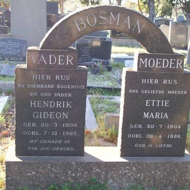 BOSMAN Hendrik Gideon 1906-1965 &amp; Ettie Maria 1904-1986