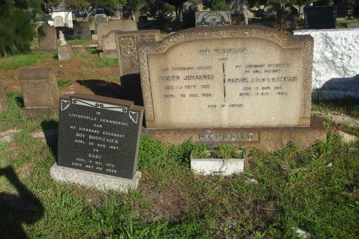 BOONZAIER ?ozier Johannes 1895-1965 &amp; Rachel J. VAN DER MERWE 1911-1942 :: BOONZAIER Boy -1967 &amp; Baby -1975