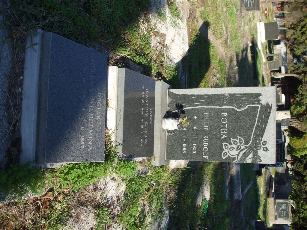 BOTHA Ignatius Gideon 1921-1978  :: BOTHA Philip Rudolf 1955-1966 :: BOTHA Helena Wilhelmina 1942-1987