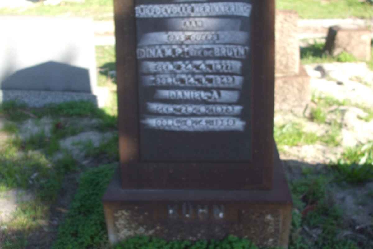 BRUYN Daniel A., de 1873-1950 &amp; Dina M.P. 1877-1942