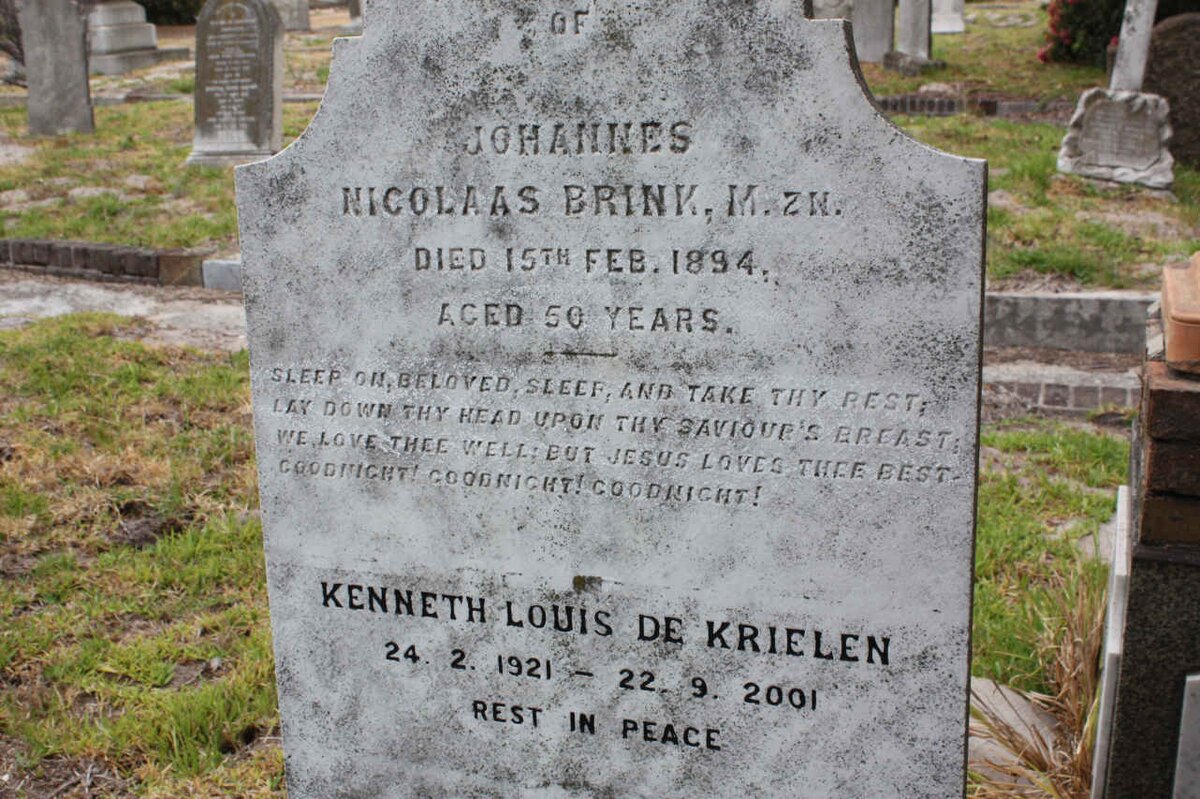 BRINK Johannes Nicolaas -1894 :: KRIELEN Kenneth Louis, de 1921-2001