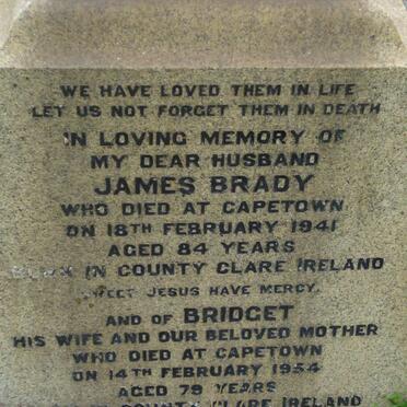 BRADY James -1941 &amp; Bridget -1954