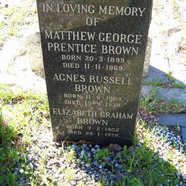 BROWN Matthew George Prentice 1899-1969 :: BROWN Agnes Russell 1904-1978 :: BROWN Elizabeth Graham 1902-1979