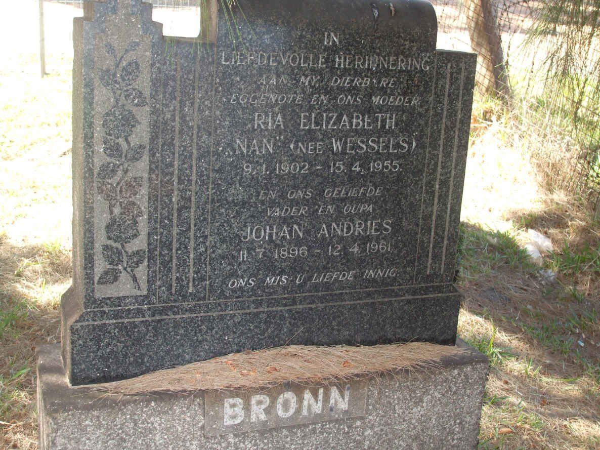 BRONN Johan Andries 1896-1961 &amp; Ria Elizabeth WESSELS 1902-1955