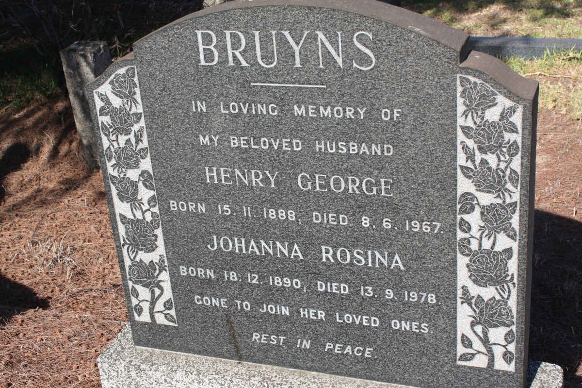 BRUYNS Henry George 1888-1967 &amp; Johanna Rosina 1890-1978