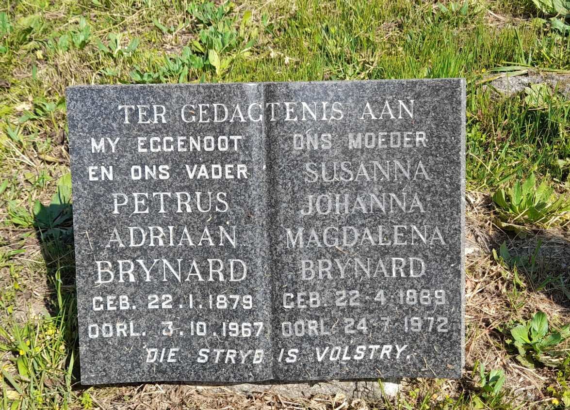 BRYNARD Petrus Adriaan 1879-1967 &amp; Susanna Johanna Magdalena 1889-1972