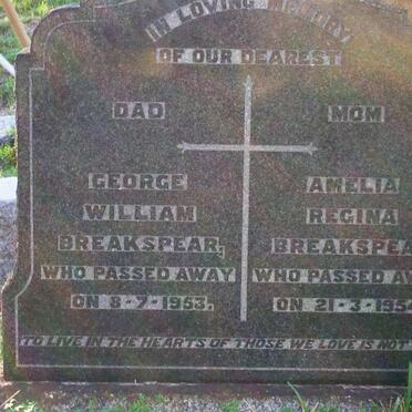 BREAKSPEAR George William -1953 &amp; Amelia Regina -1954