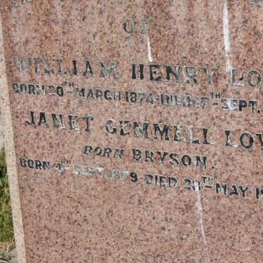 LOW William Henry 1874-1938 &amp; Jannet Gemmell BRYSON 1879-1940