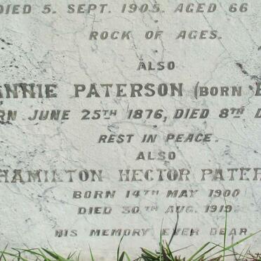 PATERSON Annie nee BRUCE 1876-1912 :: PATERSON Hamilton Hector 1900-1910
