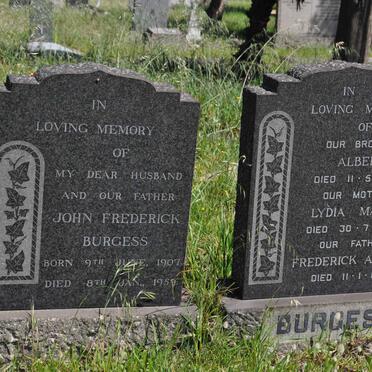 BURGESS John Frederick 1907-1959 :: BURGESS Albert -1926 :: BURGESS Frederick Albert -1961 &amp; Lydia Mabel -1958