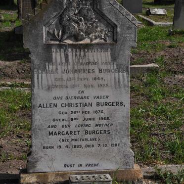 BURGERS Schalk Johannes 1845-1925 :: BURGERS Allen Christian 1876-1965 &amp; Margaret MACFARLANE 1889-1981