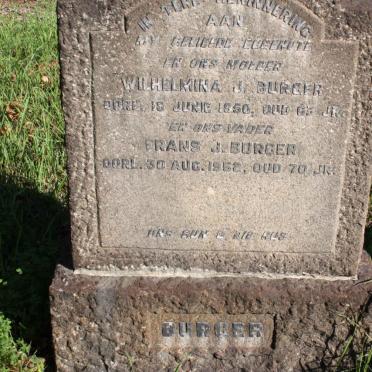 BURGER Frans J. -1952 &amp; Wilhelmina J. -1950