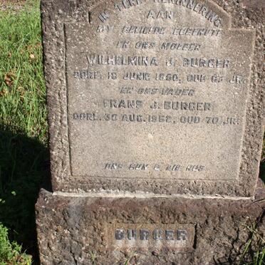 BURGER Frans J. -1952 &amp; Wilhelmina J. -1950
