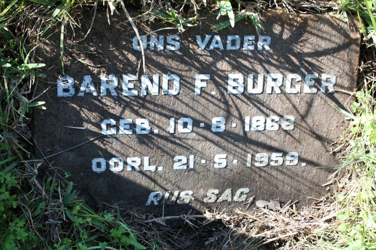 BURGER Barend F. 1868-1959