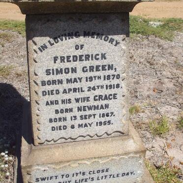 GREEN Frederick Simon 1870-1918 &amp; Grace NEWMAN 1867-1955