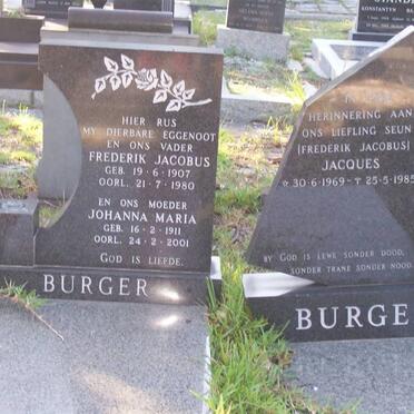 BURGER Frederik Jacobus 1907-1980 &amp; Johanna Maria 1911-2001 :: BURGER Frederik Jacobus 1969-1985