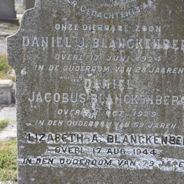 BLANCKENBERG Daniel Jacobus -1929 &amp; Elizabeth A. -1944 :: Daniel J. -1924
