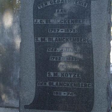 BLANCKENBERG J.G. 1787-1875 &amp; S.M. BRINK 1782-1863 :: KOTZE S.M. NEE BLANCKENBERG 1811-1874