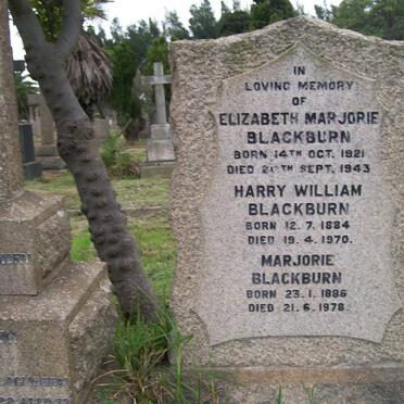 BLACKBURN Harry William 1884-1970 &amp; Marjorie 1886-1978 :: BLACKBURN Elizabeth Marjorie 1921-1943