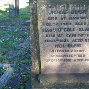 BLAIR Duncan -1903 :: BLAIR Mary McColl -1921 :: BLAIR Neil -1916