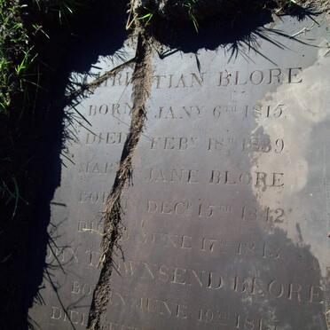 BLORE Christian 1815-1839 :: BLORE Mary Jane 1842-1843 :: BLORE John Townsend 1815-1844
