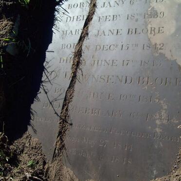 BLORE Mary Jane 1842-1843 :: BLORE John Townsend 1815-1844 :: BLORE Charlotte Elizabeth Fletcher 1844-1848