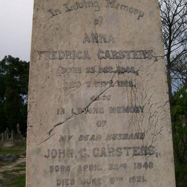 CARSTENS John C. 1840-1921 &amp; Anna Fredrica 1846-1915