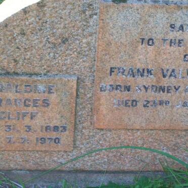 CLIFF Frank Vallach 1877-1941 &amp; Geraldine Francis 1883-1970