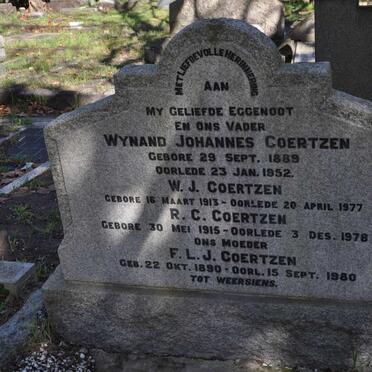 COERTZEN Wynand Johannes 1889-1952 &amp; F.L.J. 1890-1980 :: COERTZEN W.J. 1913-1977 :: COERTZEN R.C. 1915-1978
