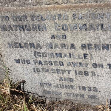 COMMAILLE Mathurin -1885 :: RENNIE Helena Maria formerly COMMAILLE nee MEINTJES -1933