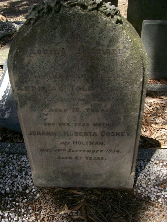 COSKEY Andreas Toll -1899 - Johanna Huberta HOLTMAN -1934