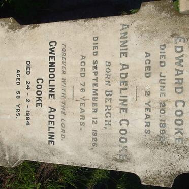 COOKE Edward -1892 &amp; Annie Adeline BERCH -1925