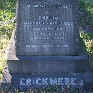 CRICKMERE Sophia Sussane nee SPOONER -1918
