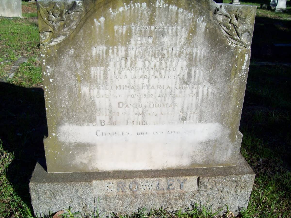 CROWLEY John -1918 :: CROWLEY Rose Magdalene -194? :: CROWLEY Wilhelmina Maria Johanna -1952