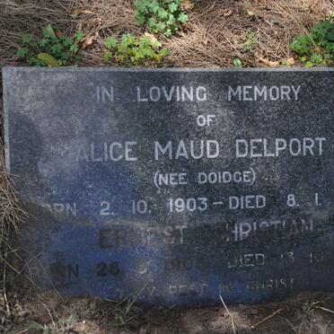 DELPORT Ernest Christian 1903-1973 &amp; Alice Maud DOIDGE 1903-1973